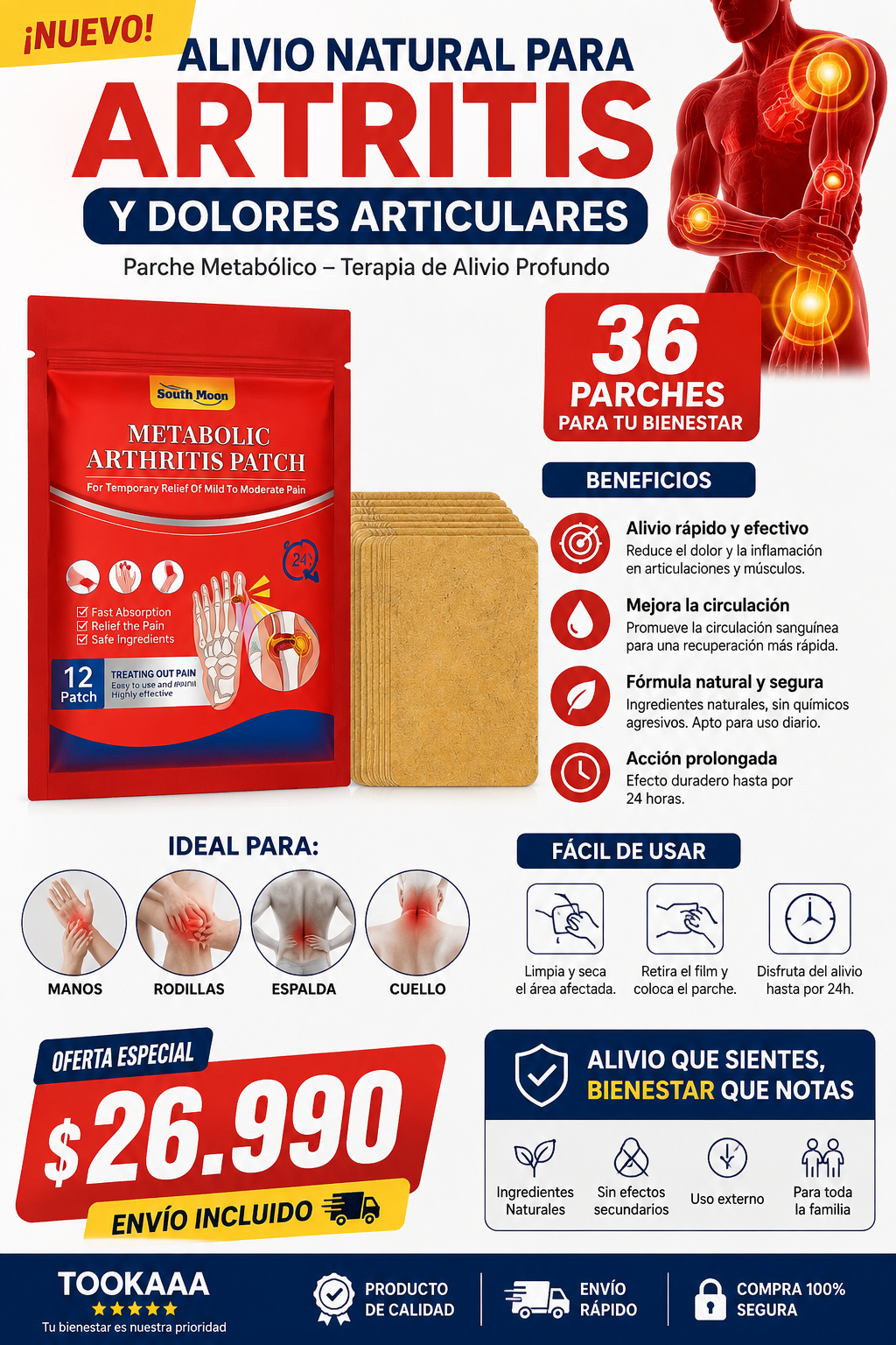 🩹 ArtriFlex 24H-Parche para Artritis ( 36un)
