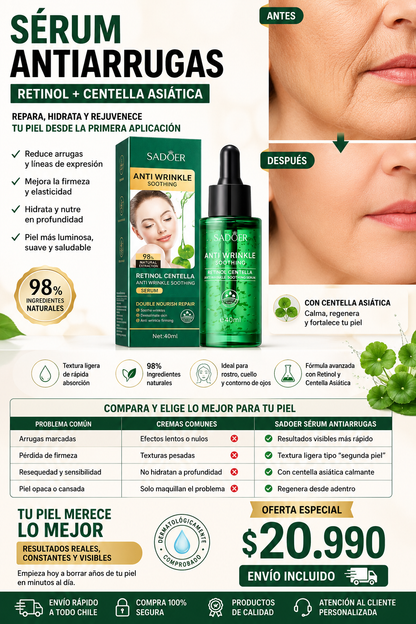 Serum Facial Antiarrugas - Retinol + Centella Asiática