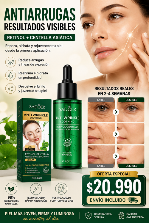 Serum Facial Antiarrugas - Retinol + Centella Asiática